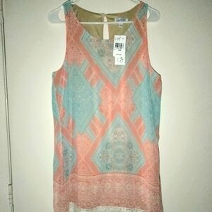Speechless (Size L) Aztec Print Crochet Trim Sleeveless Dress (NWT)